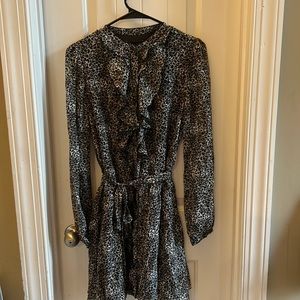 Saloni animal print silk dress